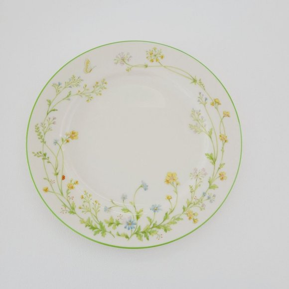 Noritake Reverie Green Trim 2 Salad Plates, Wildflower & Butterfly Spring Dishes - Picture 3 of 9